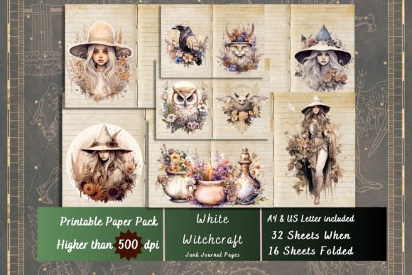 Download White Witch Boho Witchy Digital Papers - Boho Collection