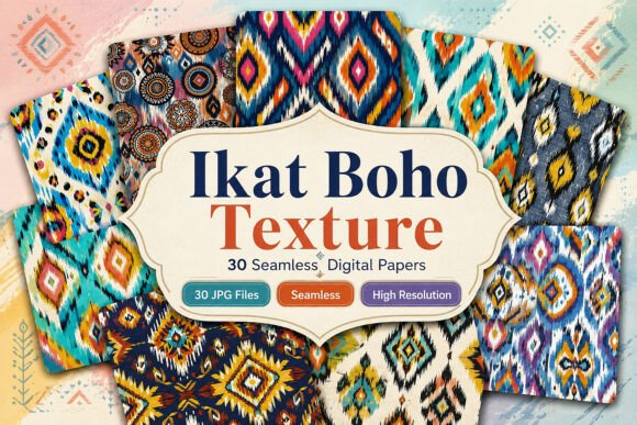 Download Ikat Boho Texture Digital Patterns - Boho Collection