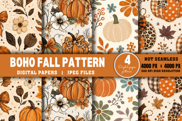 Download Boho Fall Pattern, Autumn Digital Paper - Boho Collection