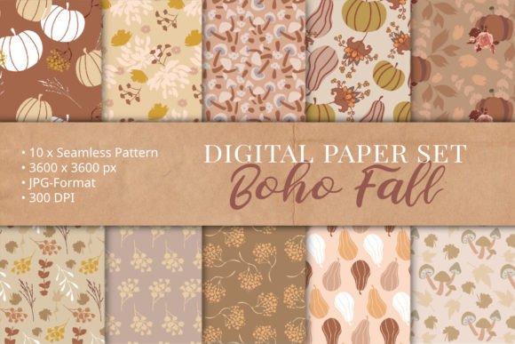 Download Boho Fall Digital Papers Pattern Set - Boho Collection