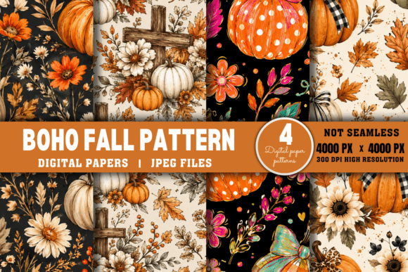 Download Autumn Digital Paper, Boho Fall Pattern - Boho Collection